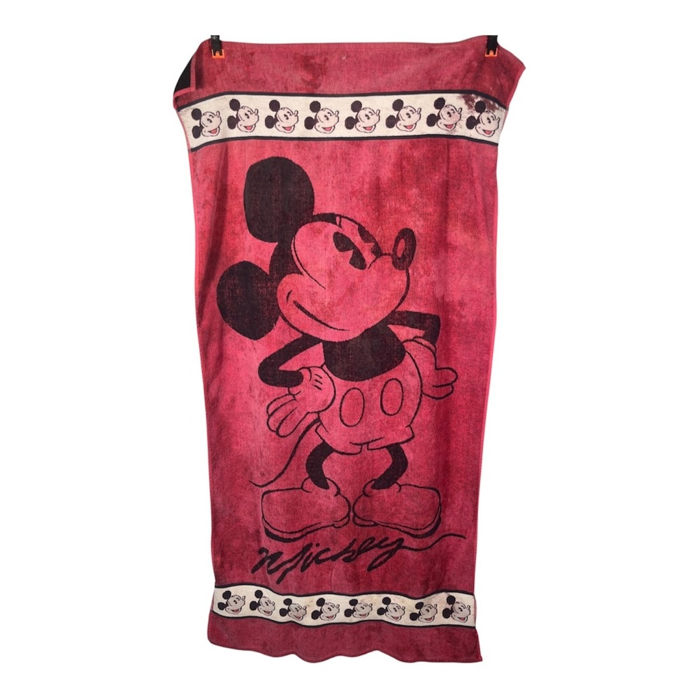 Vintage Disney Mickey Mouse Terry Cloth Beach Towel 100% Cotton Reverse-2295